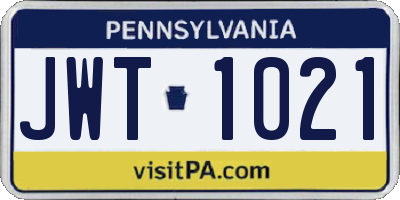 PA license plate JWT1021