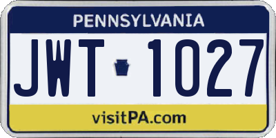 PA license plate JWT1027