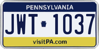 PA license plate JWT1037