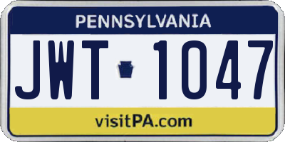 PA license plate JWT1047
