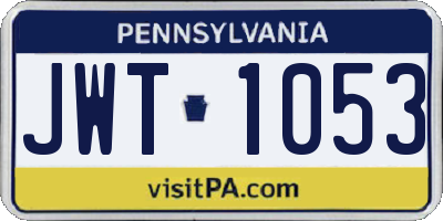 PA license plate JWT1053