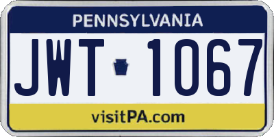 PA license plate JWT1067