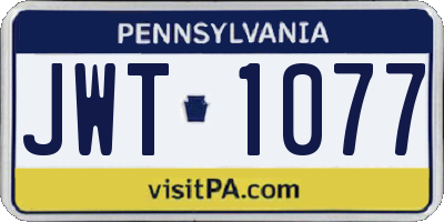 PA license plate JWT1077