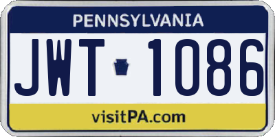 PA license plate JWT1086