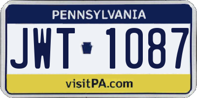 PA license plate JWT1087