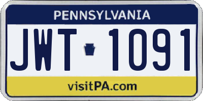 PA license plate JWT1091