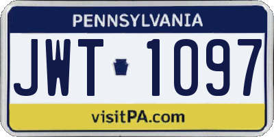 PA license plate JWT1097
