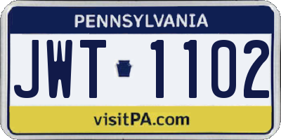 PA license plate JWT1102