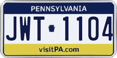 PA license plate JWT1104