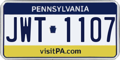 PA license plate JWT1107