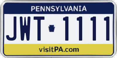 PA license plate JWT1111