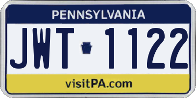 PA license plate JWT1122