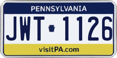 PA license plate JWT1126