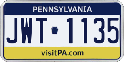 PA license plate JWT1135