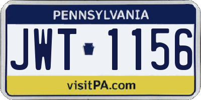 PA license plate JWT1156