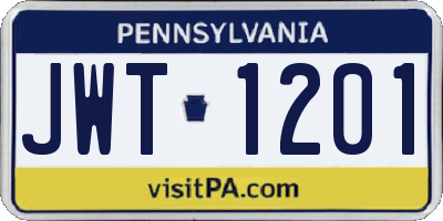 PA license plate JWT1201