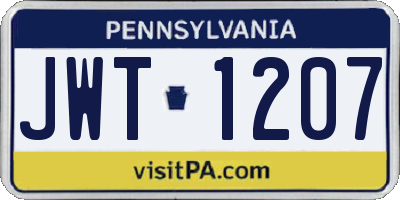 PA license plate JWT1207