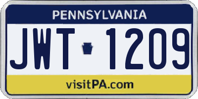 PA license plate JWT1209