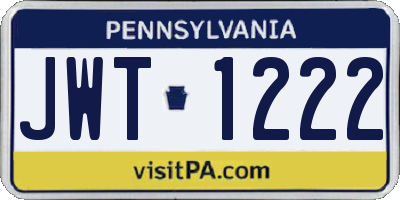PA license plate JWT1222
