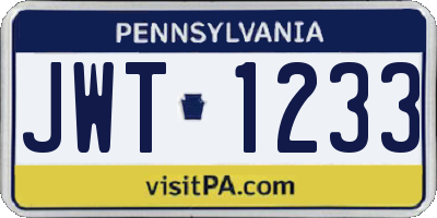 PA license plate JWT1233