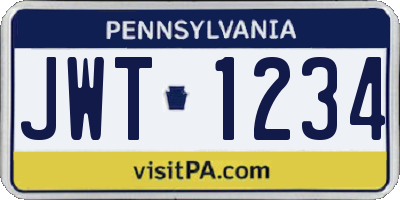 PA license plate JWT1234