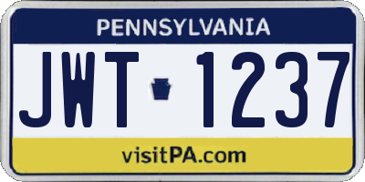 PA license plate JWT1237