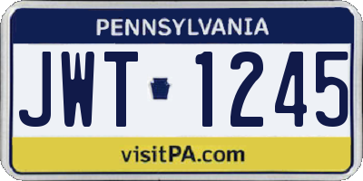 PA license plate JWT1245