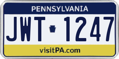 PA license plate JWT1247