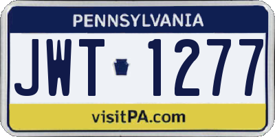 PA license plate JWT1277