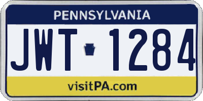 PA license plate JWT1284