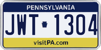 PA license plate JWT1304