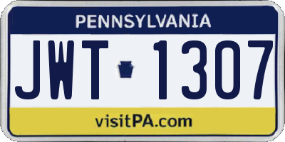 PA license plate JWT1307