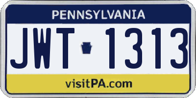 PA license plate JWT1313