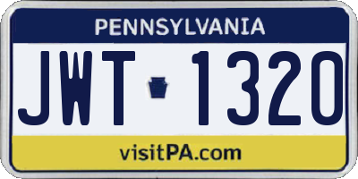 PA license plate JWT1320