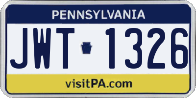 PA license plate JWT1326