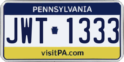 PA license plate JWT1333