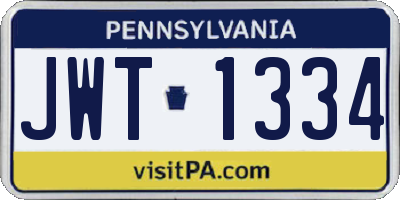 PA license plate JWT1334
