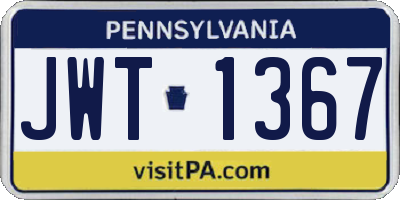 PA license plate JWT1367