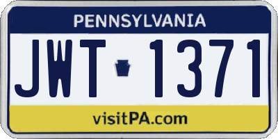 PA license plate JWT1371