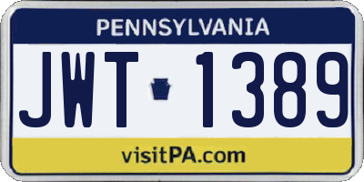 PA license plate JWT1389