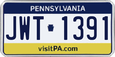 PA license plate JWT1391