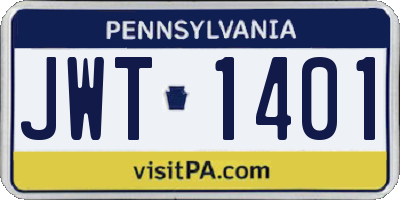 PA license plate JWT1401