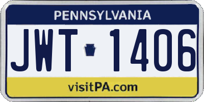 PA license plate JWT1406
