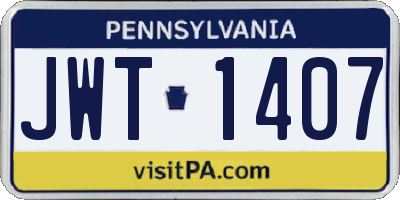 PA license plate JWT1407