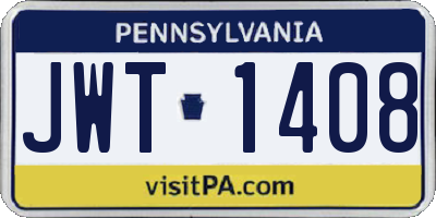 PA license plate JWT1408