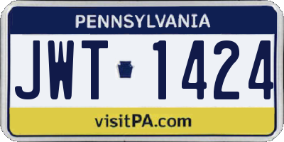 PA license plate JWT1424