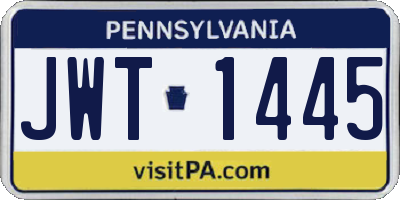 PA license plate JWT1445