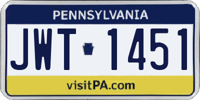PA license plate JWT1451