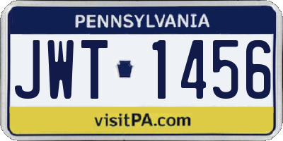 PA license plate JWT1456
