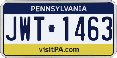 PA license plate JWT1463